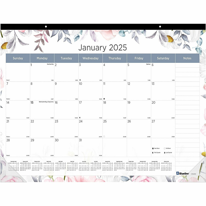 Blueline Passion Floral Desk Pad Calendar (C194113)