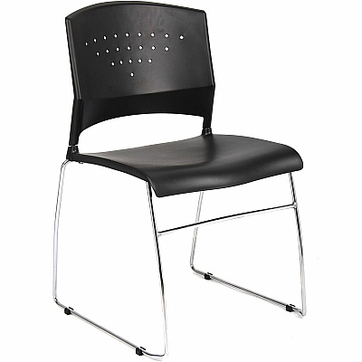 BOSS Black Stack Chair With Chrome Frame, 1Pc Pack (B1400BK1)