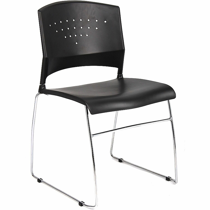 BOSS Black Stack Chair With Chrome Frame, 1Pc Pack (B1400BK1)