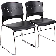 BOSS Black Stack Chair With Chrome Frame 2 Pcs Pack (B1400BK2)