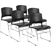 BOSS Black Stack Chair With Chrome Frame 5 Pcs Pack (B1400BK5)