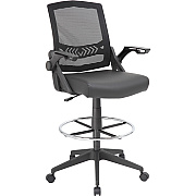 BOSS Black Flip Arm Mesh Drafting Stool (B16223BK)