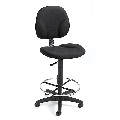 BOSS Stand Up Fabric Drafting Stool with Foot Rest, Black (B1690BK)