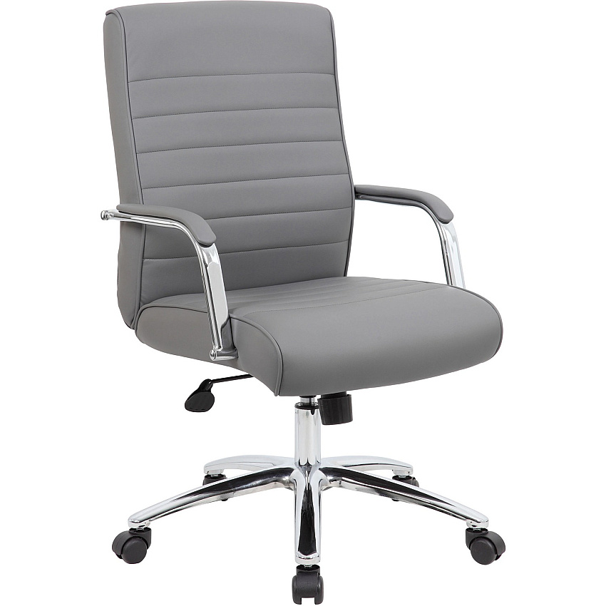 BOSS Modern Executive Conference Chair-Ribbed Grey (B696CRBGY)