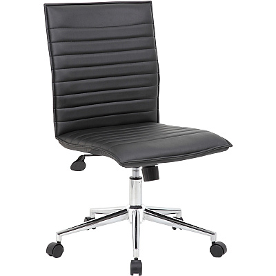 BOSS Black Vinyl Armless Hospitality Chair (B9534CBK)