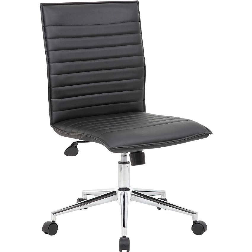 BOSS Black Vinyl Armless Hospitality Chair (B9534CBK)