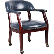 BOSS Captain's Chair In Blue Vinyl with Casters (B9545BE)
