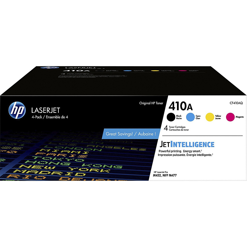 HP 410A (HEWCF410AQ) Original Laser Toner Cartridge - Combo Pack - Black, Cyan, Magenta, Yellow - 4 / Carton