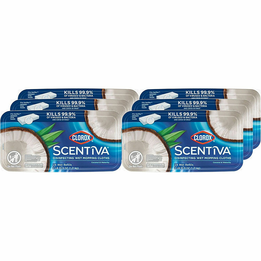 Clorox Scentiva Disinfecting Wet Mopping Cloth Refills - Coconut & Water Lily (CLO32034CT)