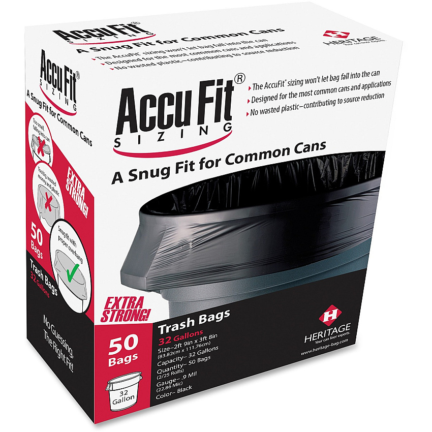 Heritage Accufit Reprime 32 Gallon Can Liners (HERH6644TKRC1CT)