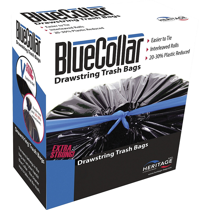 BlueCollar 30-gallon Drawstring Trash Bags (HERN6034YKRC1CT)