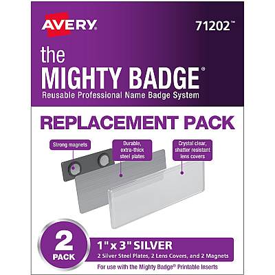 The Mighty Badge Professional Reusable Name Badge System Replacement Pack (AVE71202)