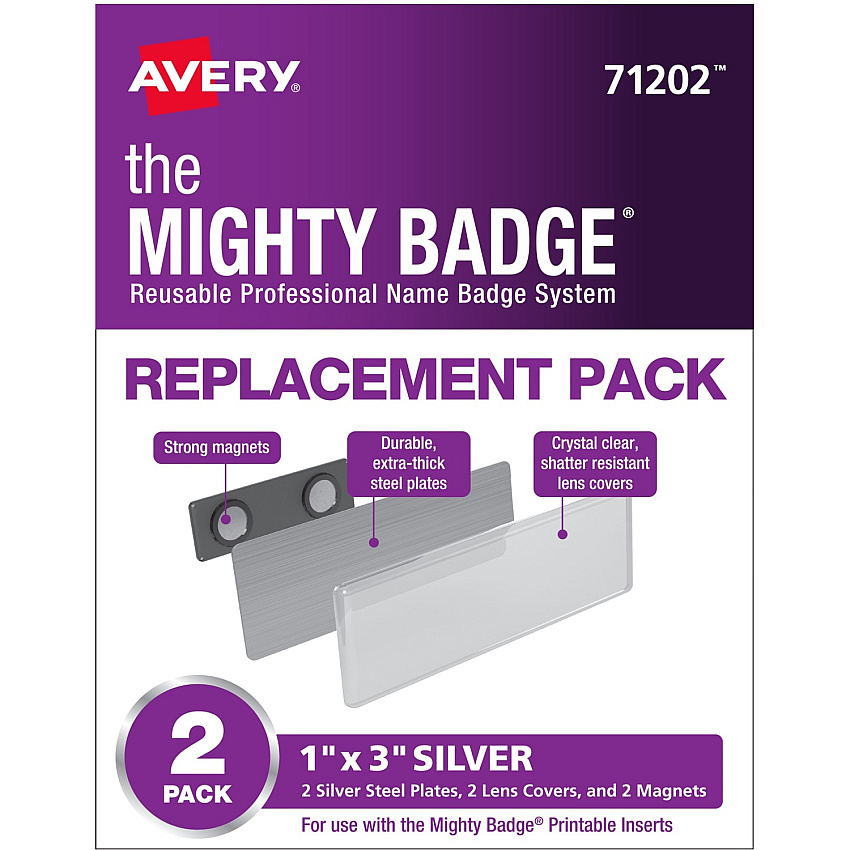 The Mighty Badge Professional Reusable Name Badge System Replacement Pack (AVE71202)