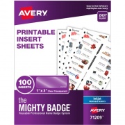 The Mighty Badge The Mighty Badge Printable Insert Sheets, 100 Clear Inserts, Inkjet (71209)
