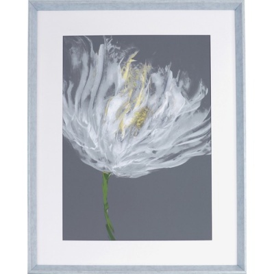 Lorell White Flower Design Framed Abstract Art (04478)