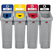 Rubbermaid Commercial Slim Jim Recycling Station - 4-Stream (RCP2007919)