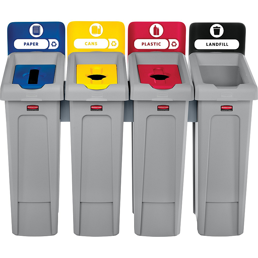 Rubbermaid Commercial Slim Jim Recycling Station - 4-Stream (RCP2007919)