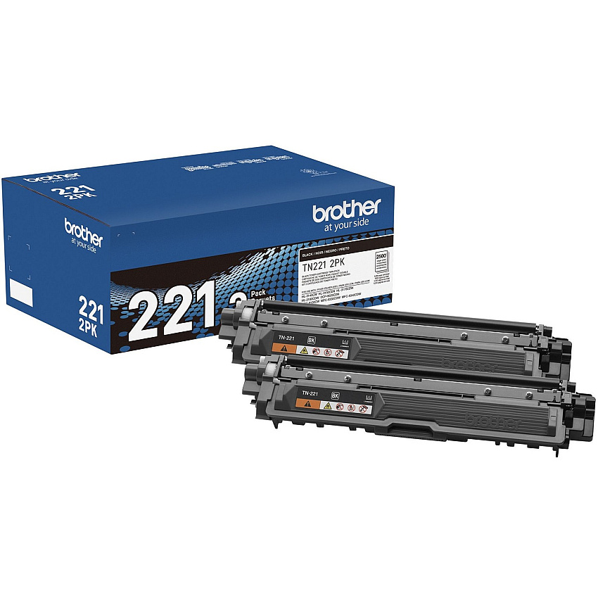 Brother TN221 Original Standard Yield Laser Toner Cartridge - Twin-pack - Black - 2 / Box (TN2212PK)