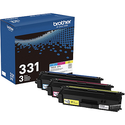 Brother TN331 Original Standard Yield Laser Toner Cartridge - Multi-pack - Cyan, Magenta, Yellow - 3 / Box (TN3313PK)