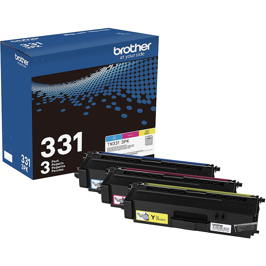 Brother TN331 Original Standard Yield Laser Toner Cartridge - Multi-pack - Cyan, Magenta, Yellow - 3 / Box (TN3313PK)