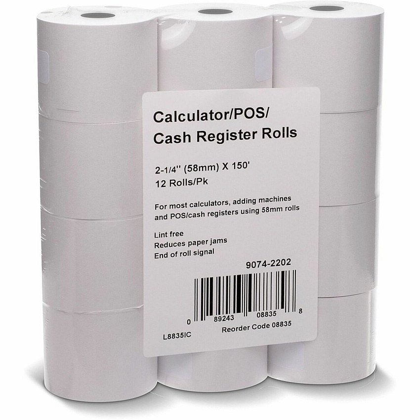 Iconex 2-1/4"x150' Blended Bond Paper Roll (ICX90742202)