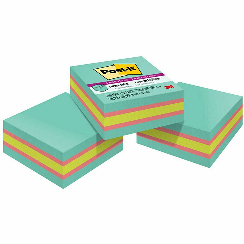 Post-it Super Sticky Notes Cube (MMM2027SSAFG3PK)