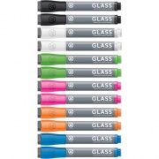 U Brands Liquid Glass Board Dry Erase Markers with Erasers, Low Odor, Bullet Tip, Assorted Colors, 12-Count - 2913U00-12
