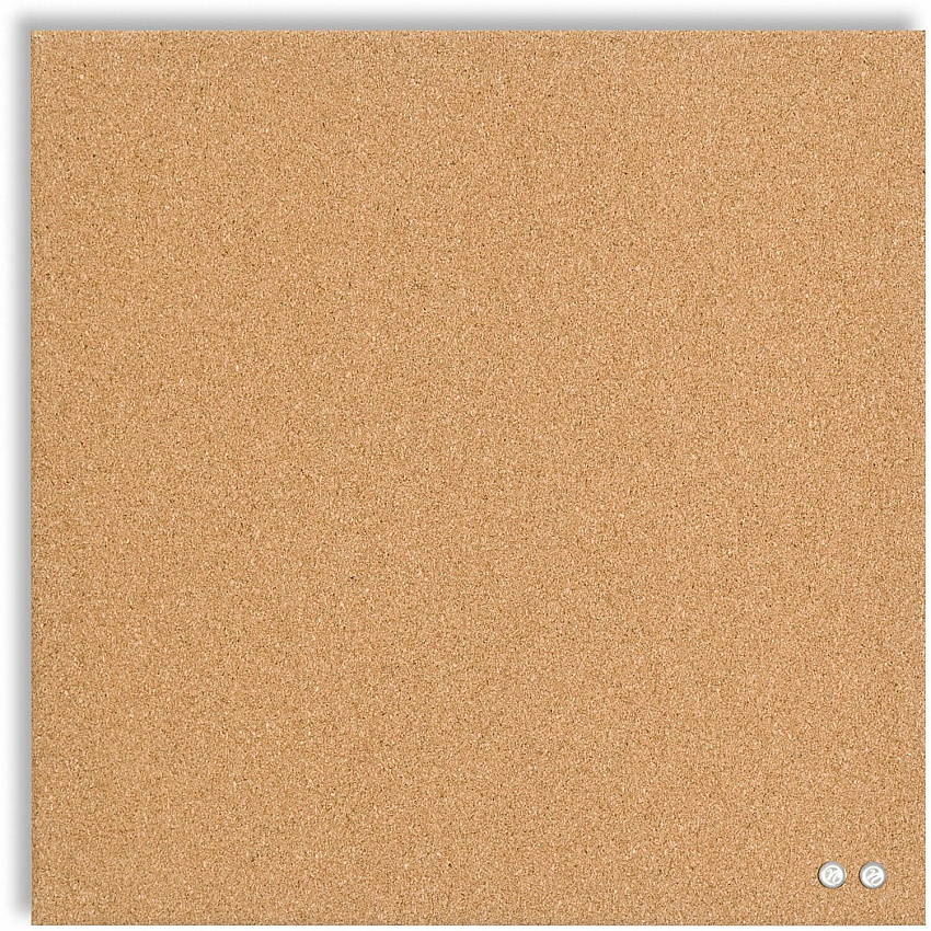 U Brands Square Cork Bulletin Board, 14 x 14 Inches, Frameless, Natural, Push Pins Included (463U00-04)