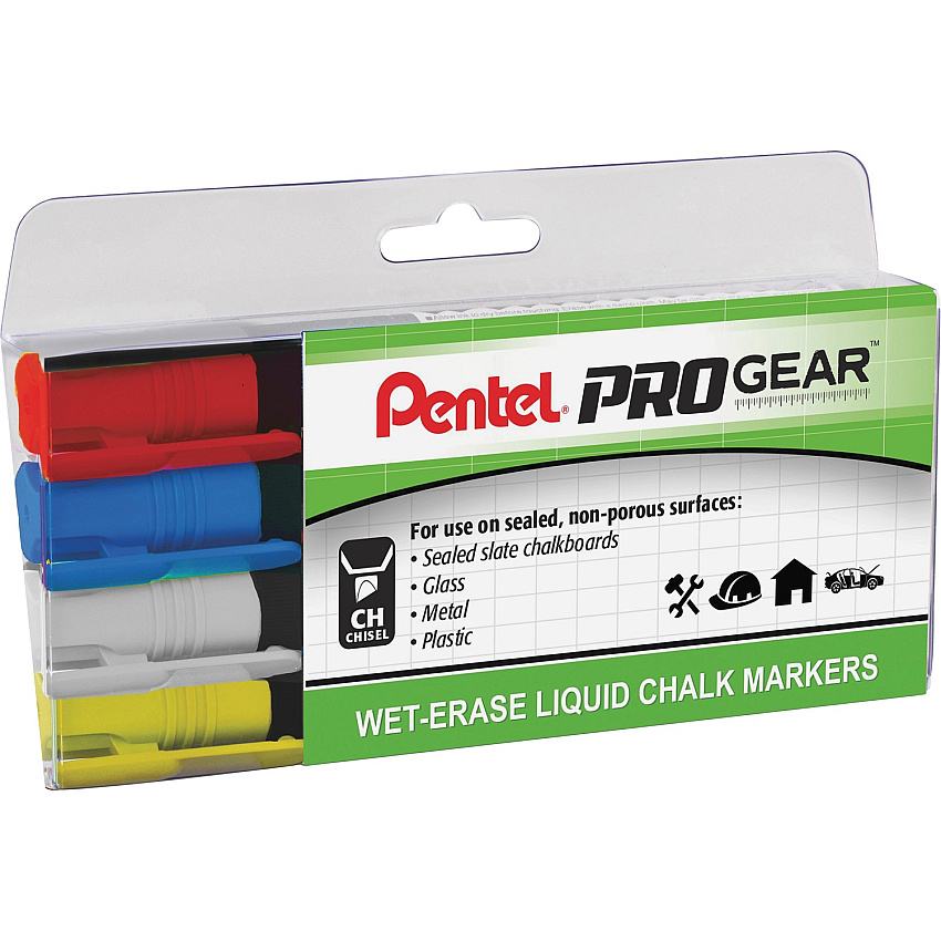 Pentel PROGear Wet-Erase Liquid Chalk Marker (PENSMW26PGPC4M1)