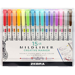 Zebra Mildliner Double-ended Assorted Highlighter Set 15PK (ZEB78115)