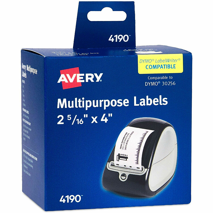 Avery Thermal Roll Labels 2-5/16"x4" , 300 White Shipping Labels (4190) (AVE04190)