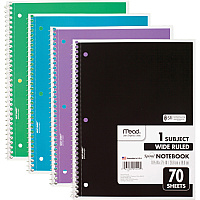 Mead 1 Subject Wide Ruled Spiral Notebook (MEA72873)