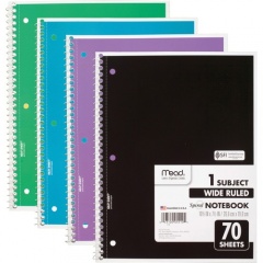 Mead 1 Subject Wide Ruled Spiral Notebook (72873)