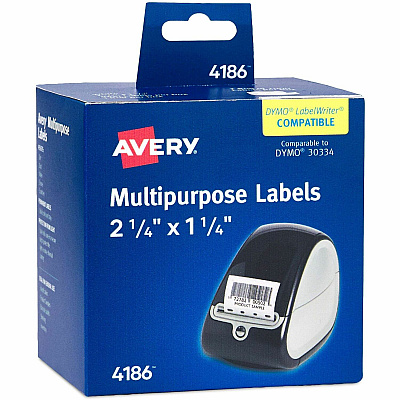 Avery Thermal Roll Labels, 2.25" x 1.25" , 1,000 White Labels (4186) (AVE04186)