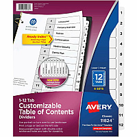 Avery Ready Index 12-tab Custom TOC Dividers (AVE11824)