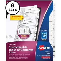 Avery Ready Index 12-tab Custom TOC Dividers (11824)