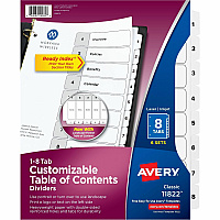 Avery 8-tab Custom Table of Contents Dividers (AVE11822)