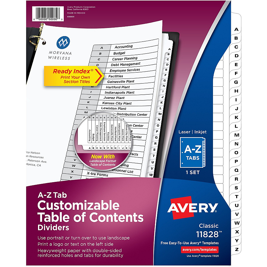 Avery A-Z Black & White Table of Contents Dividers (AVE11828)
