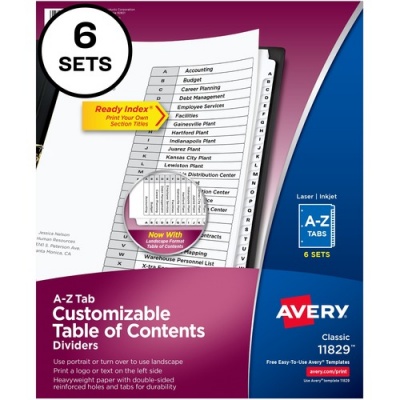 Avery A-Z Black & White Table of Contents Dividers (11829)