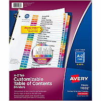 Avery A-Z Customizable Multicolor TOC Dividers (AVE11832)