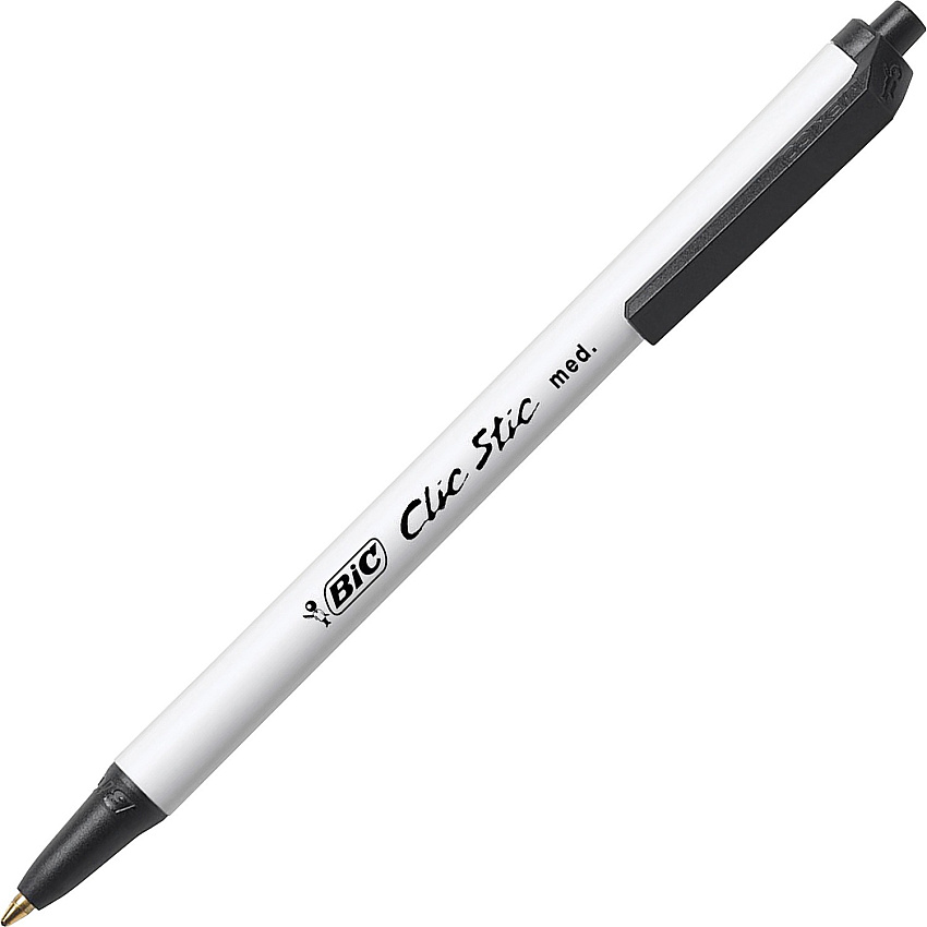 BIC Clic Stick 1.0mm Retractable Ball Pen (BICCSM60BK)