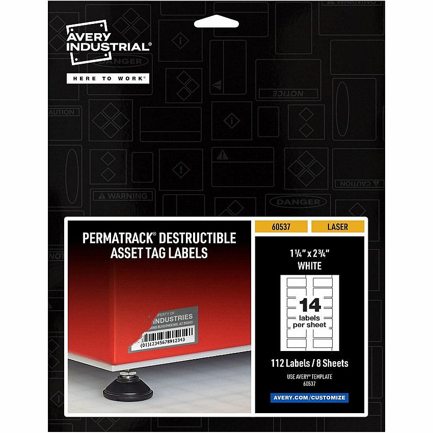 Avery PermaTrack Destructible Asset Tag Labels (AVE60537)