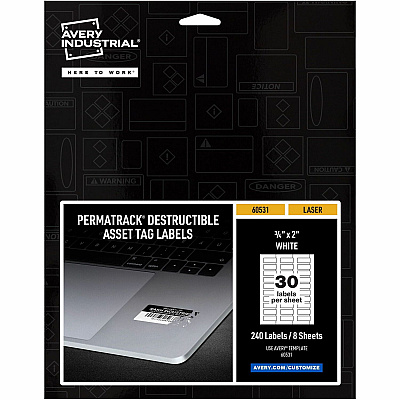 Avery PermaTrack Destructible Asset Tag Labels (AVE60531)