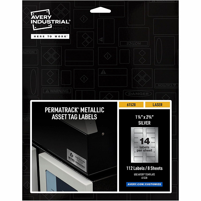 Avery PermaTrack Metallic Asset Tag Labels, 1-1/4" x 2-3/4" , 112 Asset Tags (AVE61528)