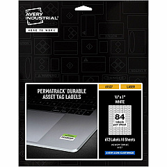 Avery PermaTrack Durable White Asset Tag Labels, 1/2" x 1" , 672 Asset Tags (AVE61527)
