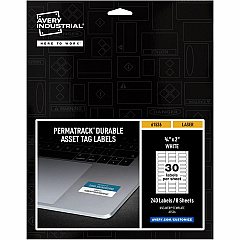 Avery PermaTrack Durable White Asset Tag Labels, 3/4" x 2" , 240 Asset Tags (AVE61526)