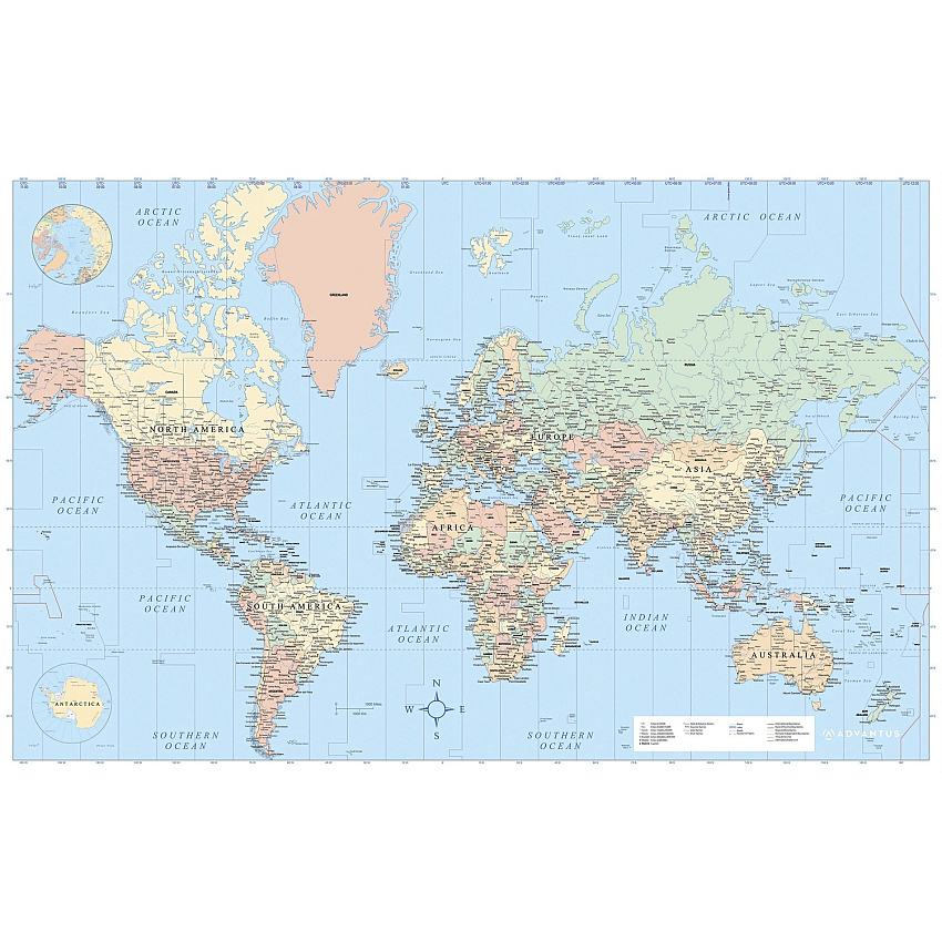 Advantus Laminated World Wall Map (AVT97644)
