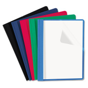 Universal Clear Front Report Cover, Prong Fastener, 0.5" Capacity, 8.5 x 11, Clear/Assorted, 25/Box (57119)