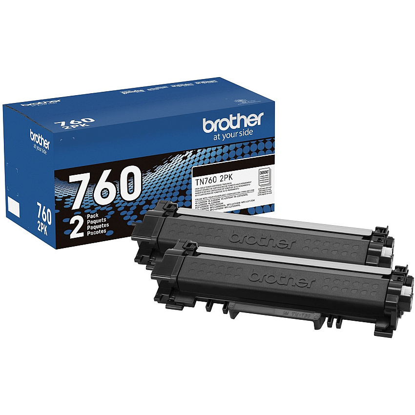 Brother TN760 Original High Yield Laser Toner Cartridge - Twin-pack - Black - 2 / Box (TN7602PK)