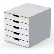Durable VARICOLOR MIX 5 Drawer Desktop Storage Box, White/Multicolor (762527)
